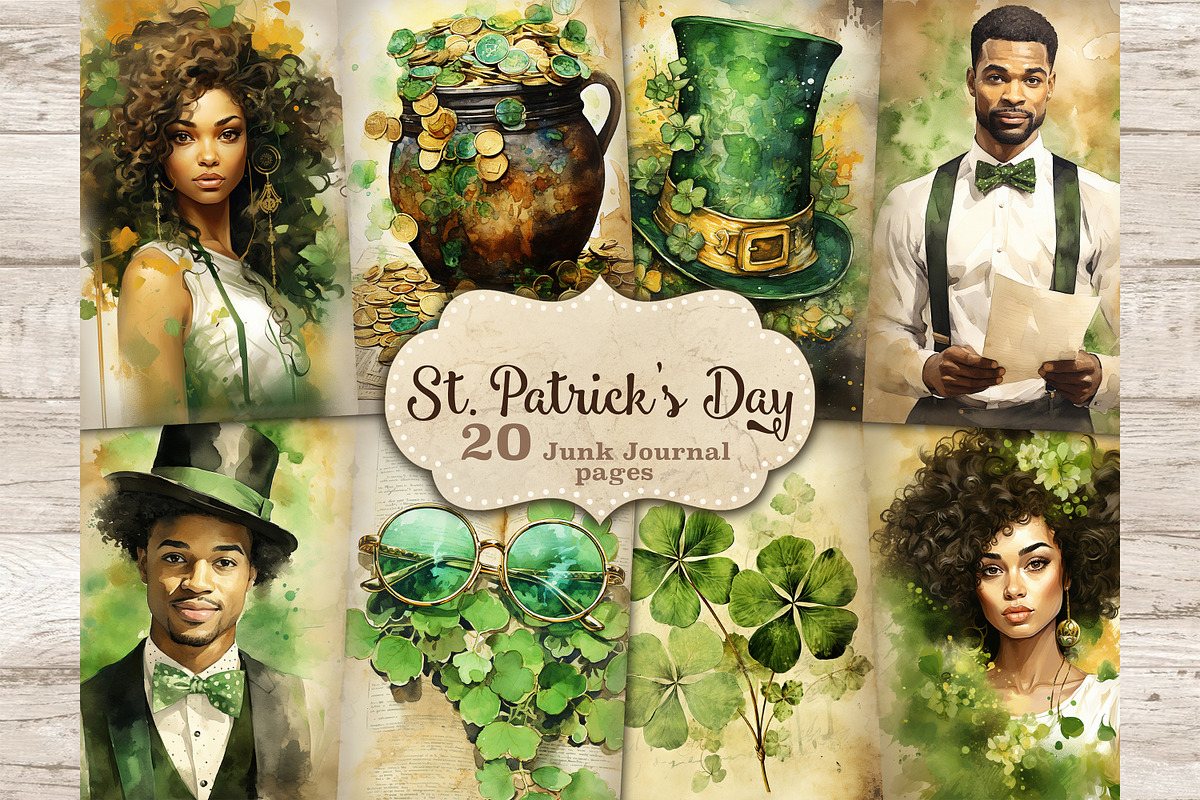 St. Patrick's Day Junk Journal Kit, a Seasonal Illustration by GlamArtZhanna (Photo 1 of 10)
