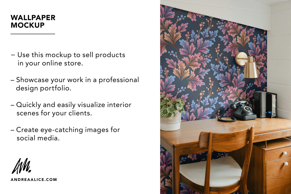 Wallpaper Mockup - Cabin Office 1, a Household Mockup by Andrea Muller (Photo 2 of 6)
