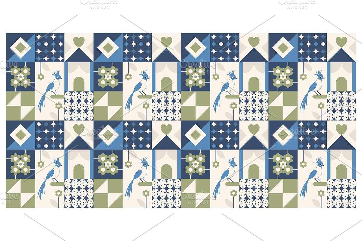 Geometric Bird Motif, a Decorative Illustration by Creative Backgrounds
