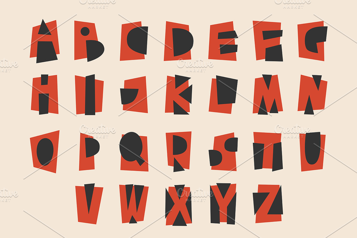Minimal Paper Cut Collage Alphabet, an Object Graphic by C Design Studio (Photo 2 of 8)