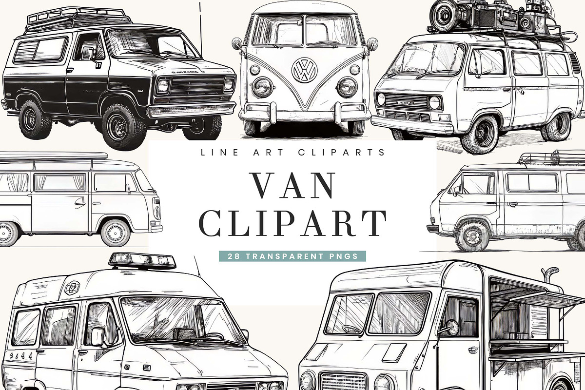 Van Line Art Clipart  Bundle, a Transportation Illustration by BusyDaydesign (Photo 1 of 8)