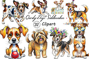 Quirky Dogs Sublimation Clipart, an Illustration by Creative Art