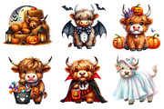 Cute Halloween Highland Cow Clipart, an Illustration by Dream Creation (Thumbnail 6 of 6)