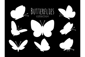 White Butterfly Silhouettes