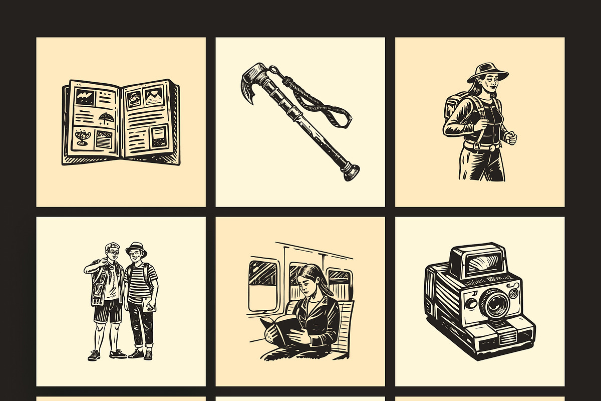 Vintage Travel Illustration Set, a Transportation Illustration by Prosymbols (Photo 10 of 10)