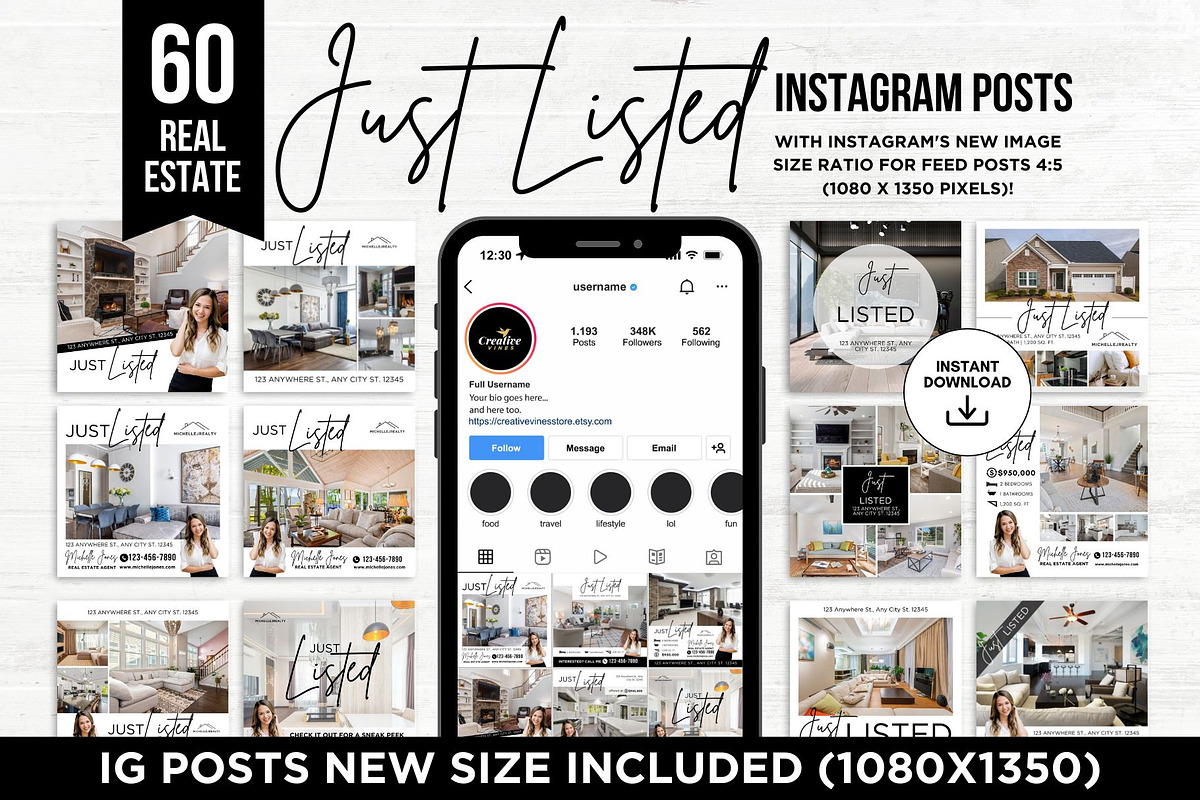 Just listed Instagram Posts Bundle, a Social Media Template by CreativeVinesStore (Photo 1 of 6)