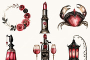 Gothic Vampire Beach Clipart, an Object Illustration by BusyDaydesign (Thumbnail 6 of 9)