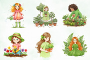 Garden Girl Clipart Set, an Illustration by Creative Art (Thumbnail 4 of 9)