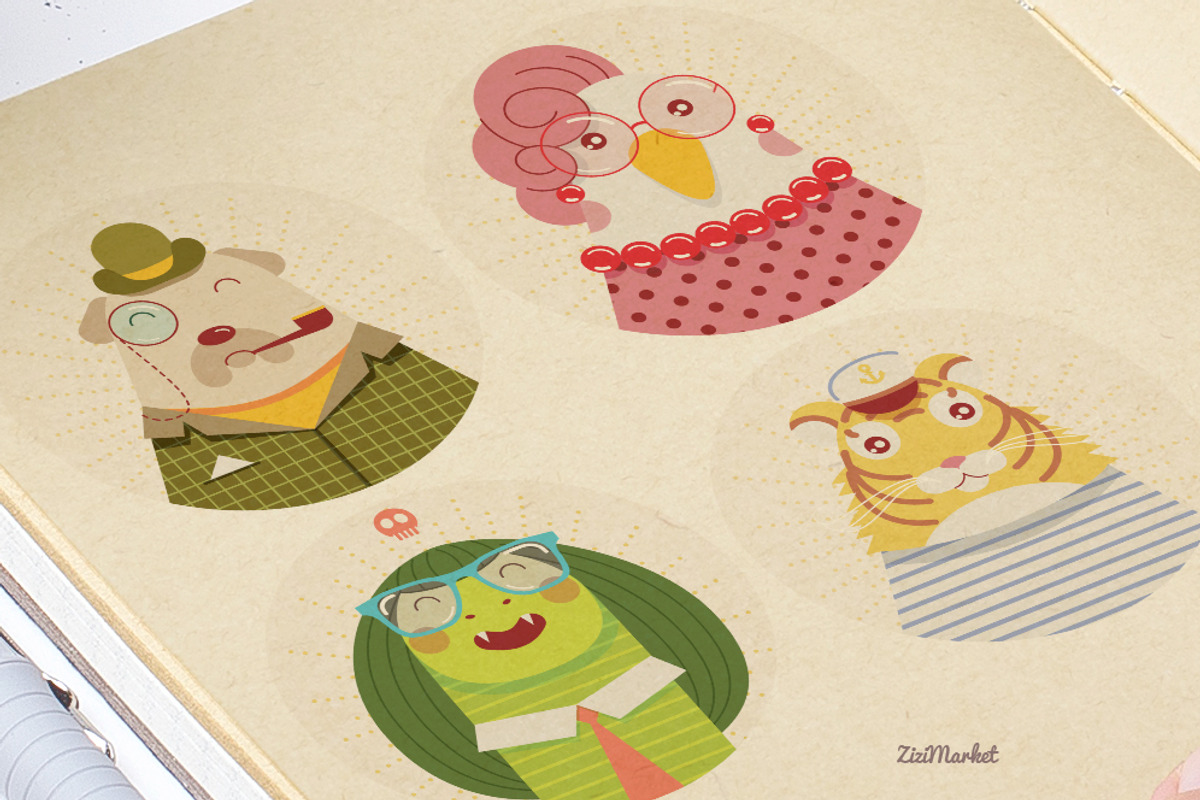 6 animals characters icons part2 preview 3