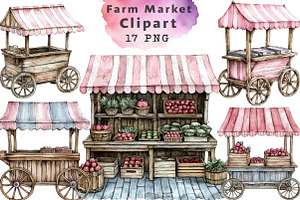 Watercolor Farm Market Clipart, an Illustration by Libby Wishes