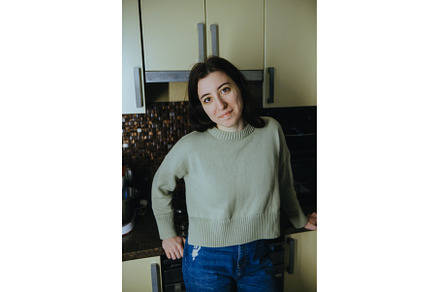Young beautiful modern woman stands, a Person Photo by zheckasmk