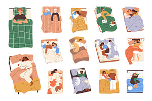 People sleeping in cozy beds set, a Person Illustration by Good Studio