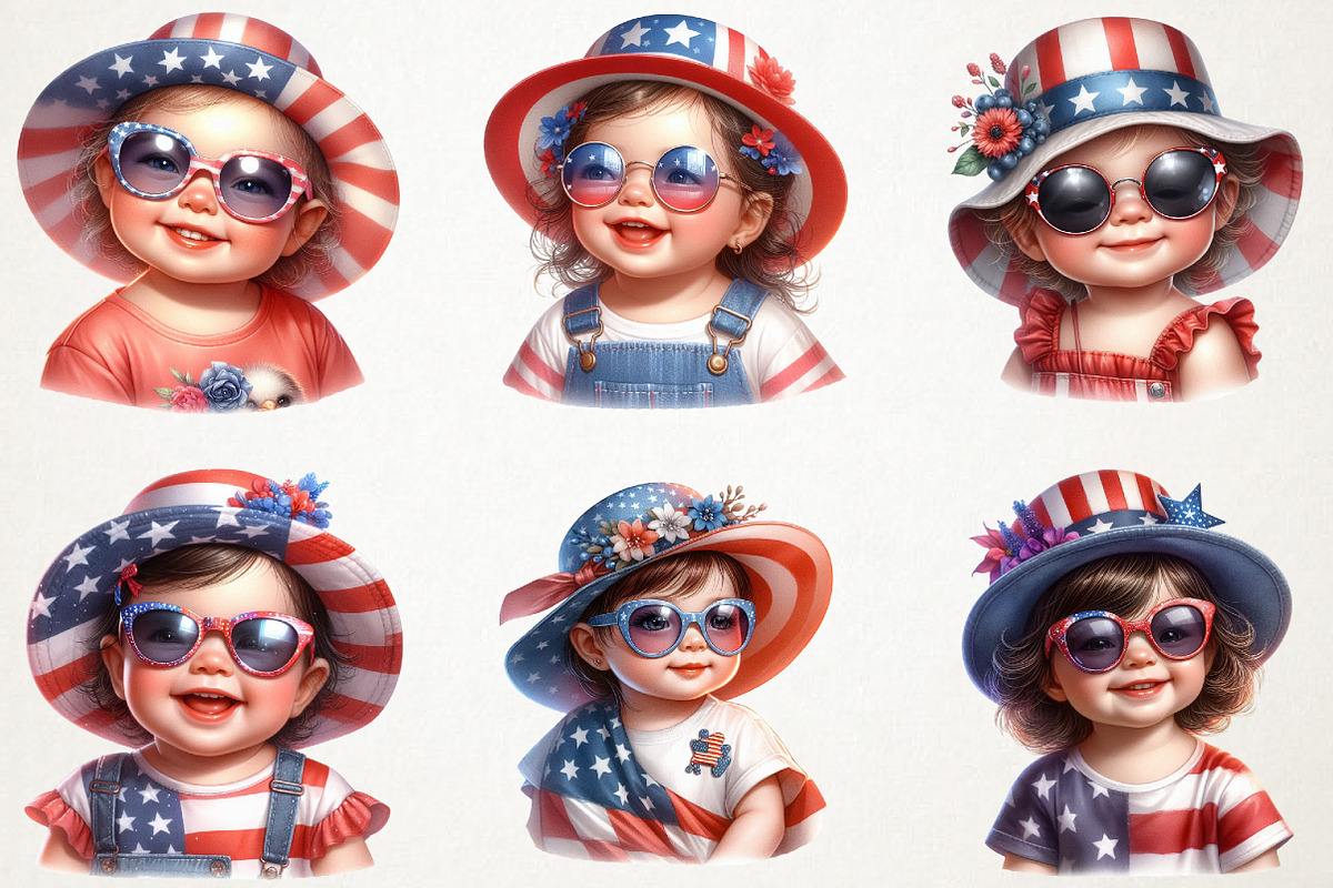 4th Of July Cute Baby Girl Clipart, a Person Illustration by RobertsArt (Photo 2 of 7)