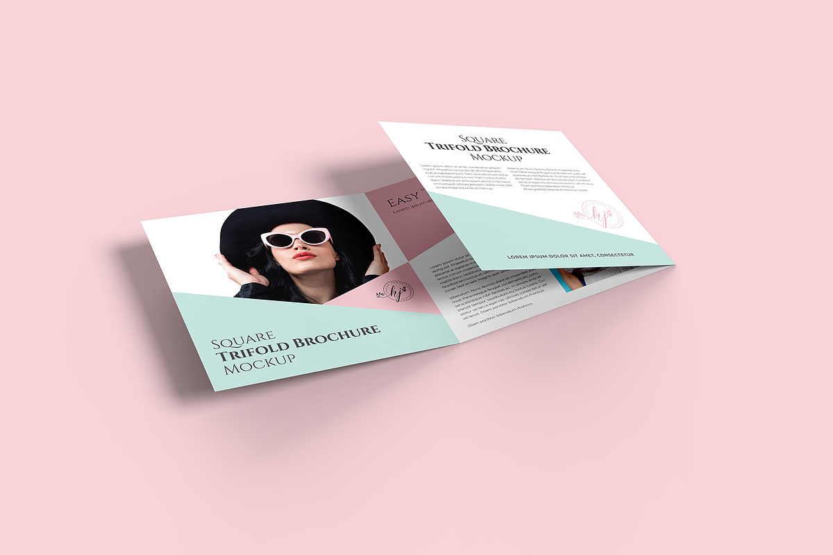 Square Trifold Brochure Mockup, a Books & Magazine Mockup by Illusiongraphic (Photo 3 of 28)