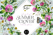 SUMMER CLOVER Watercolor Wildflowers, an Illustration by Inna Sinano (Thumbnail 1 of 17)
