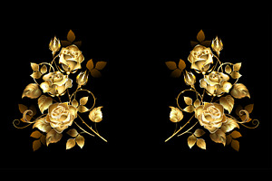 Symmetrical Composition Of Gold Rose