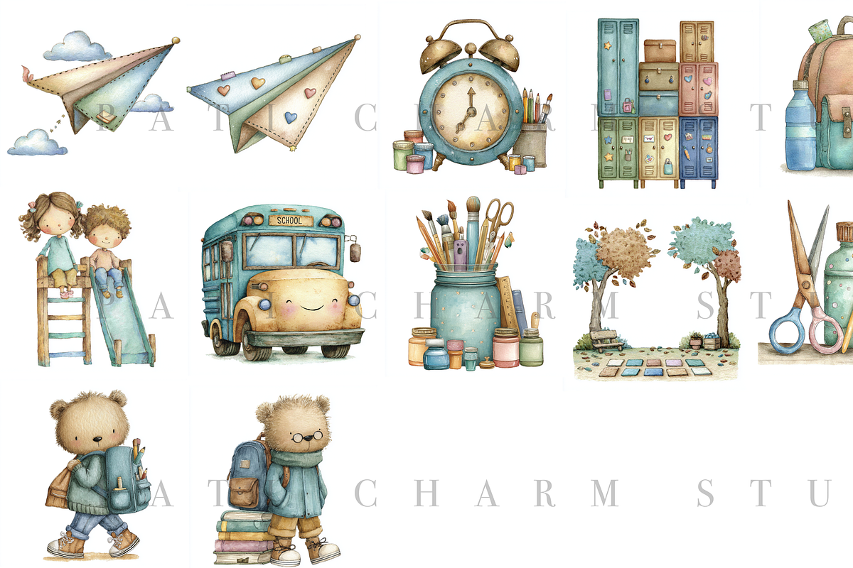 50 Back to School Clipart PNG, a Decorative Illustration by Pati Charm Studio (Photo 3 of 8)