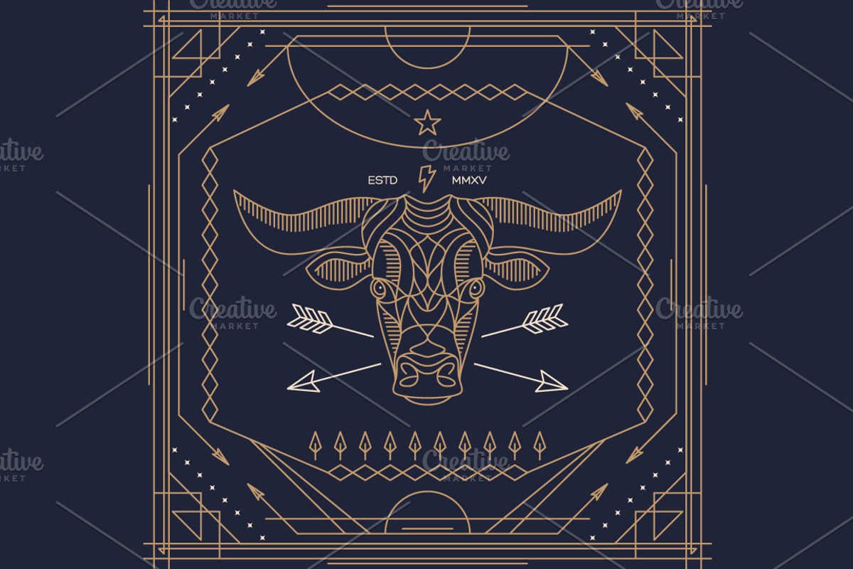 Thin line animal label, an Animal Illustration by karnofff