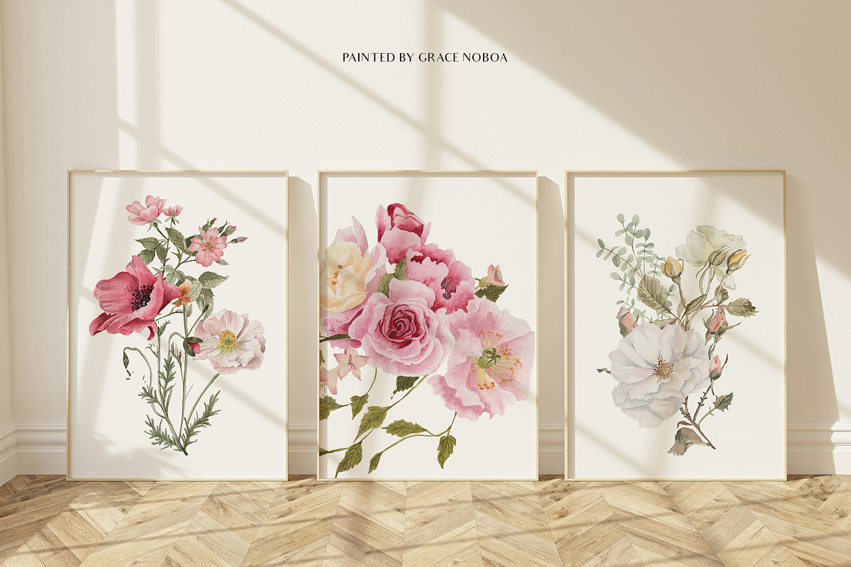 Watercolor floral posters prints, a Decorative Illustration by Grace Noboa Illustrations (Photo 8 of 12)