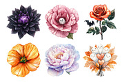 Halloween Flowers Clipart Bundle, an Illustration by Daily.Designs (Thumbnail 2 of 5)