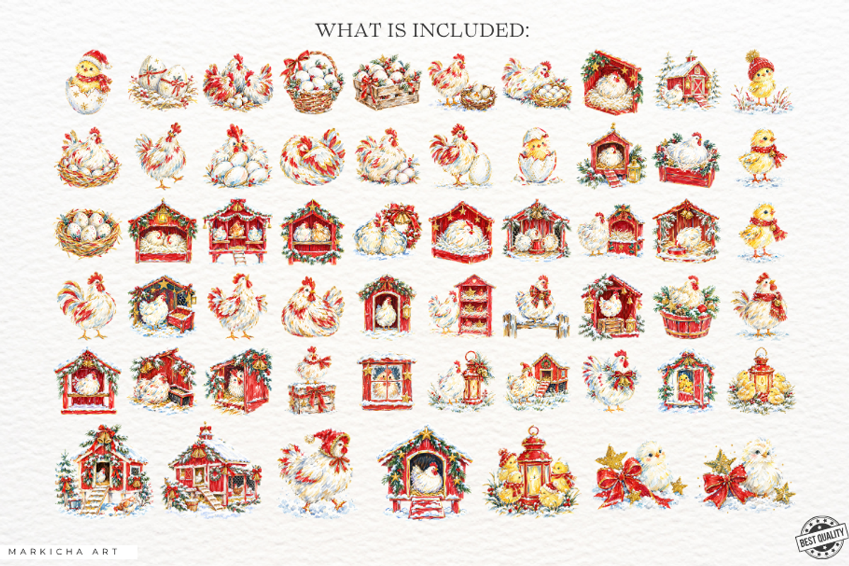 Christmas Chicken Coop Clipart, an Animal Illustration by Markicha Art (Photo 4 of 5)