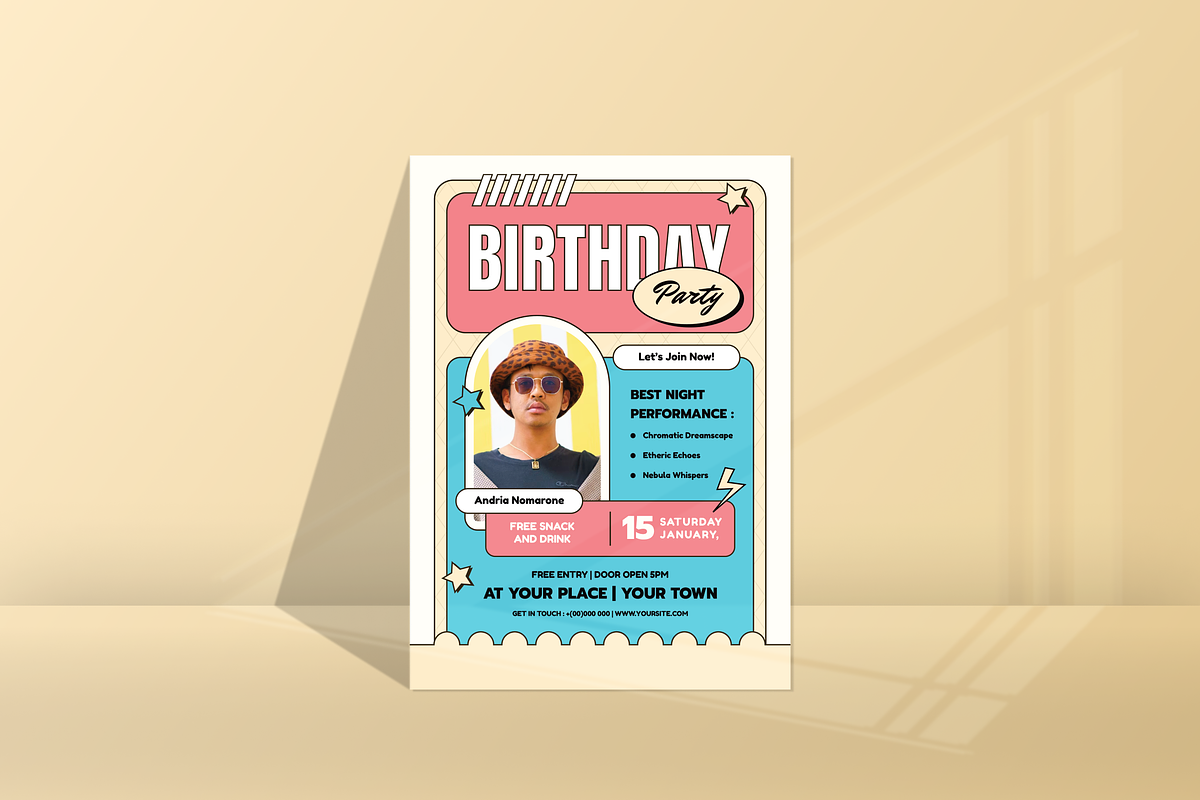 Pop Birthday Party Flyer, a Flyer Template by SquidPixey (Photo 1 of 5)