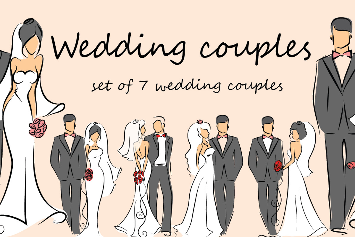 Wedding couples, a Decorative Illustration by Virinaflora (Photo 1 of 4)