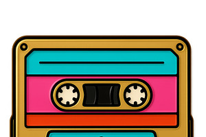 Cassette tape enamel pin isolated on, an Illustration by Dvoevnore photos