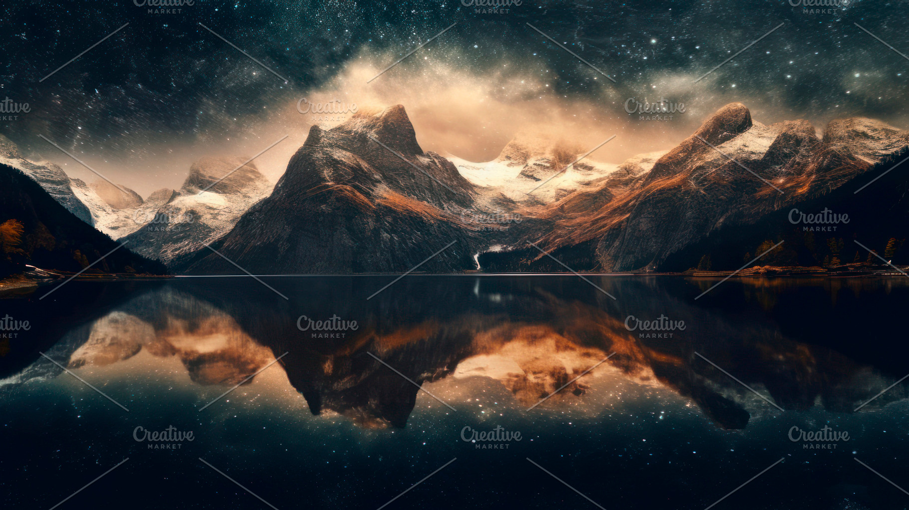 starry sky over mountains and lake, a Photo by Pictures for you!!!!!!!!!