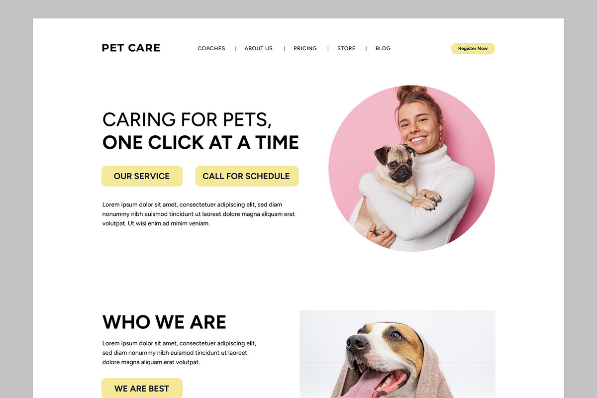 Pet Care Landing Page, a Landing Page Template by CreativeShaper (Photo 2 of 5)