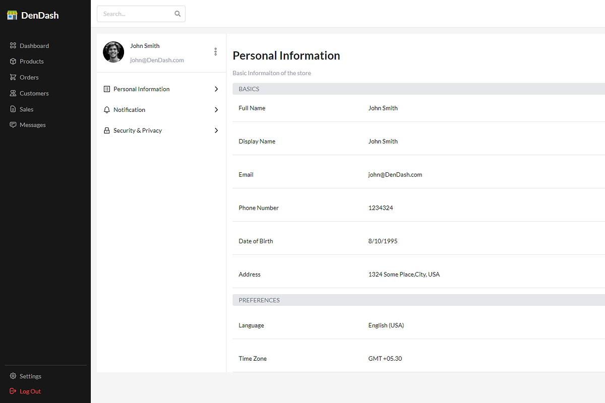 React TailwindCSS Admin Dashboard, a Templates & Theme by DesignDen (Photo 8 of 11)