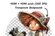 Whimsical Girl and Dog Love Clipart, an Illustration by one-touch (Thumbnail 18 of 18)