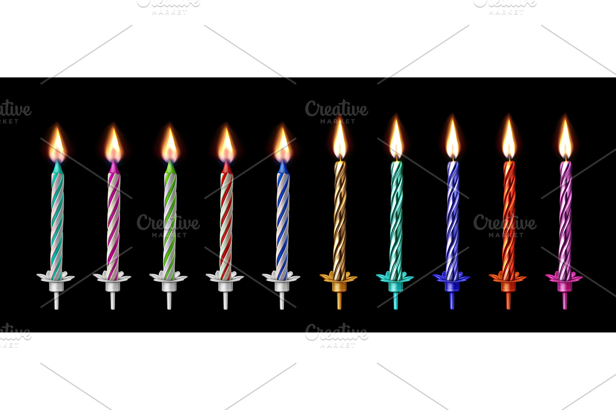 Colorful birthday candle 3d, an Object Illustration by art PVP - market