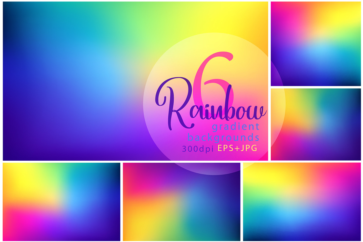 6 Rainbow gradient backgrounds, a Texture Graphic by Lenka_X