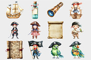 Watercolor Cute Little Pirate Clipar, a Seasonal Illustration by Design Market (Thumbnail 4 of 5)