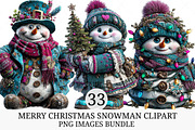 Merry Christmas Snowman Clipart, an Illustration by Craft Nest (Thumbnail 1 of 10)