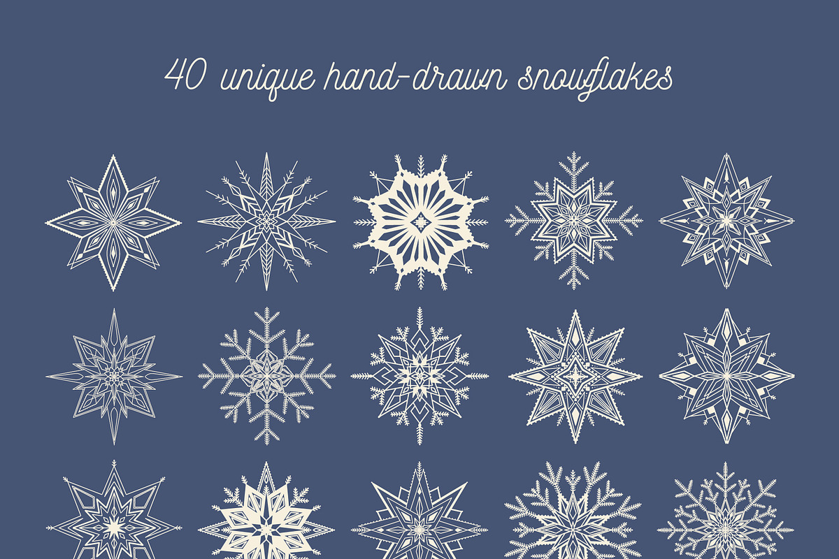 Snowy | 65 snowflakes illustrations, a Decorative Illustration by Wander Designs (Photo 2 of 9)