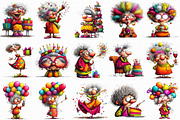 Quirky Birthday old woman clipart, an Illustration by Libby Wishes (Thumbnail 4 of 7)