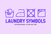 Laundry Symbols | Line icons, an Outline Icon by Abstracto-Create (Thumbnail 1 of 7)