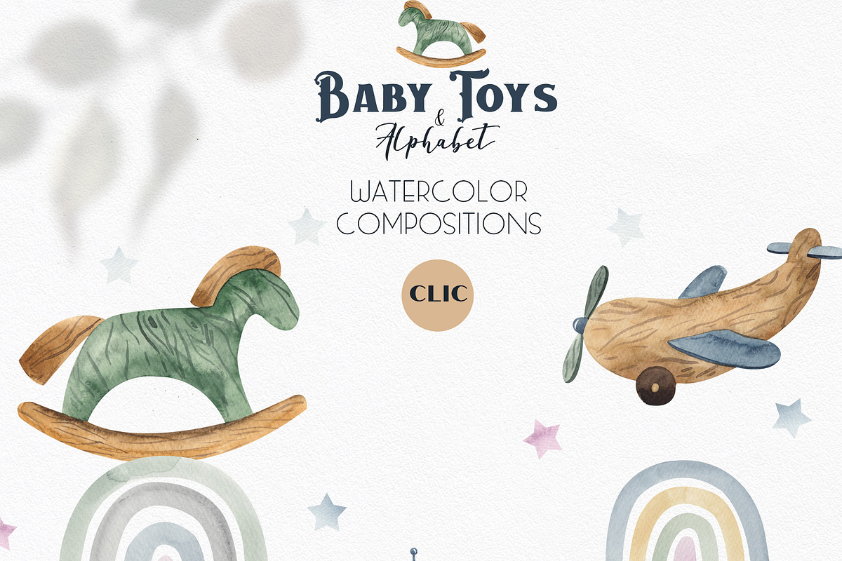 Watercolor Baby Toys & Alphabet, an Object Graphic by Ana-Sakuta (Photo 7 of 21)