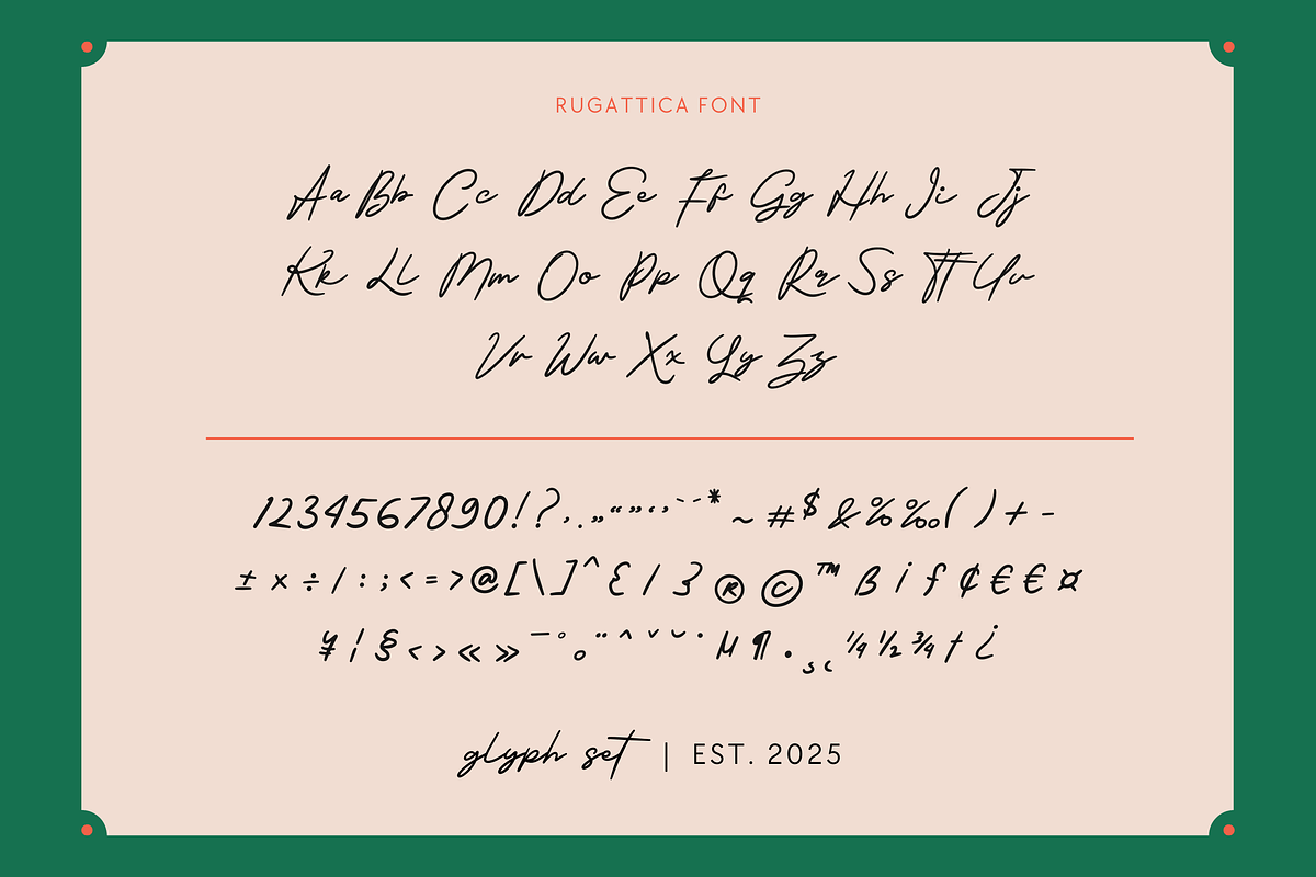 Rugattica – A Graceful Script, a Script Font by Creacy Studio (Photo 4 of 11)