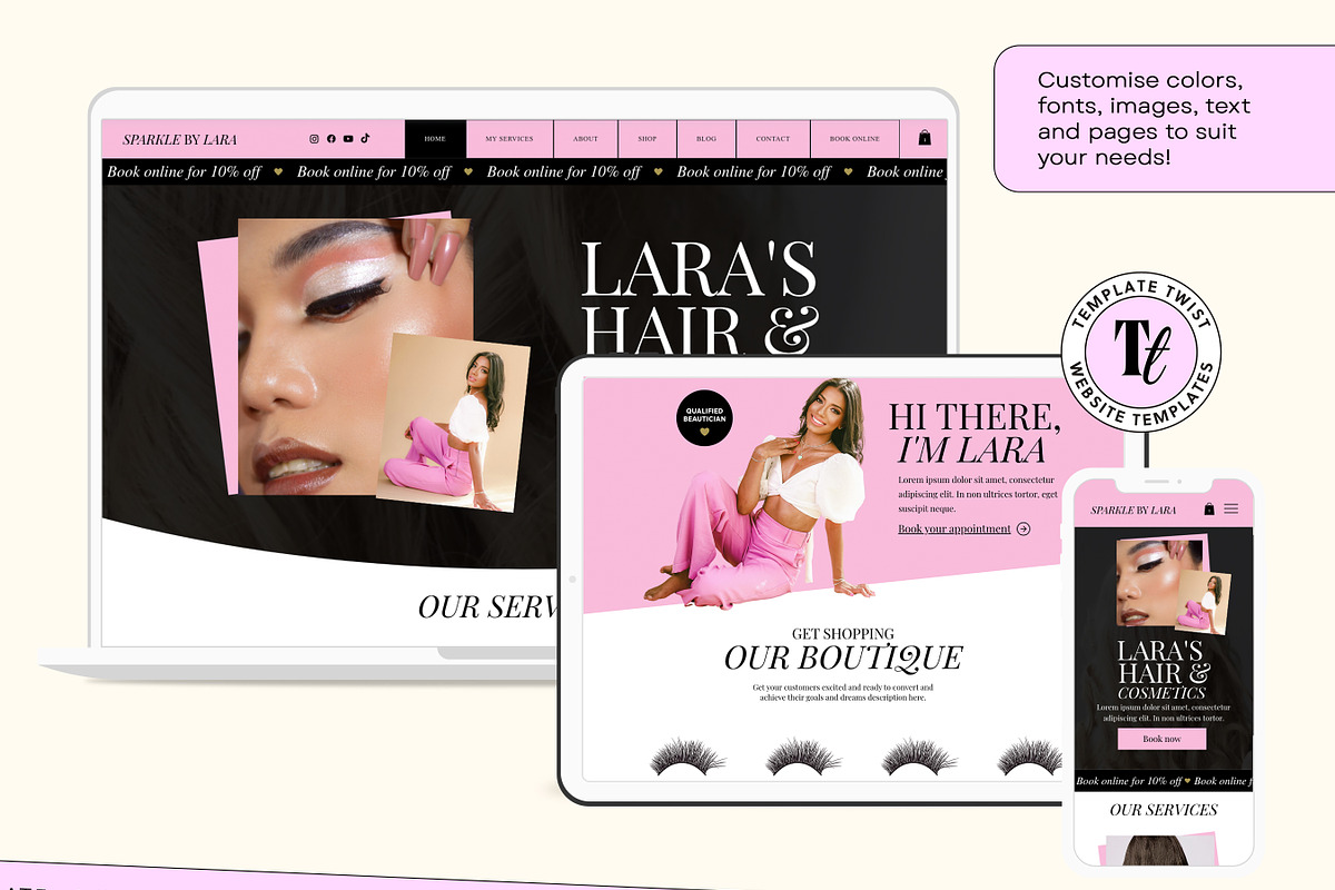 Wix Salon Website Template Theme, a Wix Template by Template Twist Shop (Photo 8 of 10)