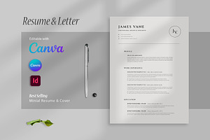 Minimal Resume | Canva , InDesign, a Resume Template by Design_Slide