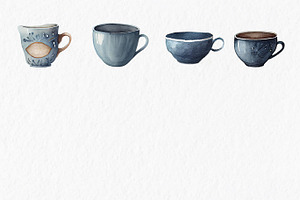 Blue Pottery Collection Watercolor