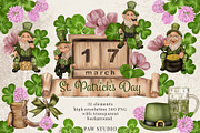 St Patrick's Day Clipart Leprechaun, an Illustration by PawGraphic (Thumbnail 1 of 10)