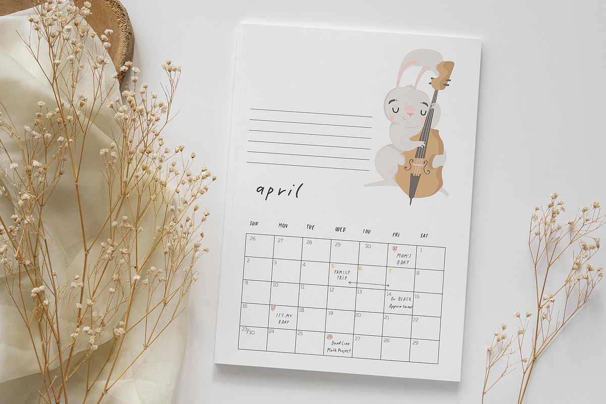 2023 rabbit calendar - 4 templates, a Stationery Template by Cute vector (Photo 4 of 10)