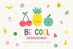 Be Cool - cute cartoon summer fruit, a Decorative Illustration by Barkova Nadya