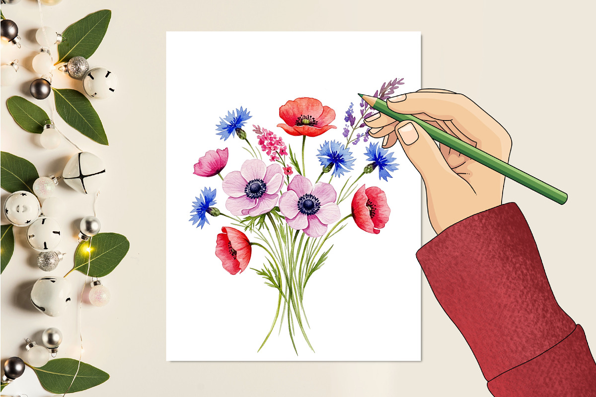 Floral Mothers Day Watercolor Clipar, an Illustration by RobertsArt (Photo 2 of 6)