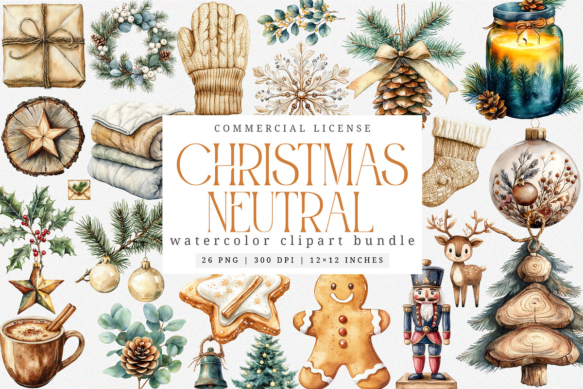 Neutral Christmas Clipart, an Illustration by SinaCreation (Photo 1 of 7)