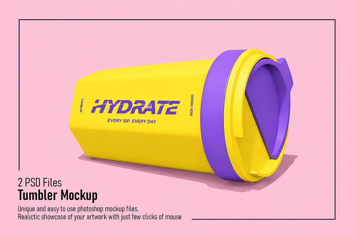 Tumbler Drink Bottle Mockup, a Household Mockup by Custom.scene (Photo 1 of 3)